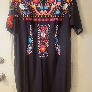 SHEIN Black Floral Jumpsuit